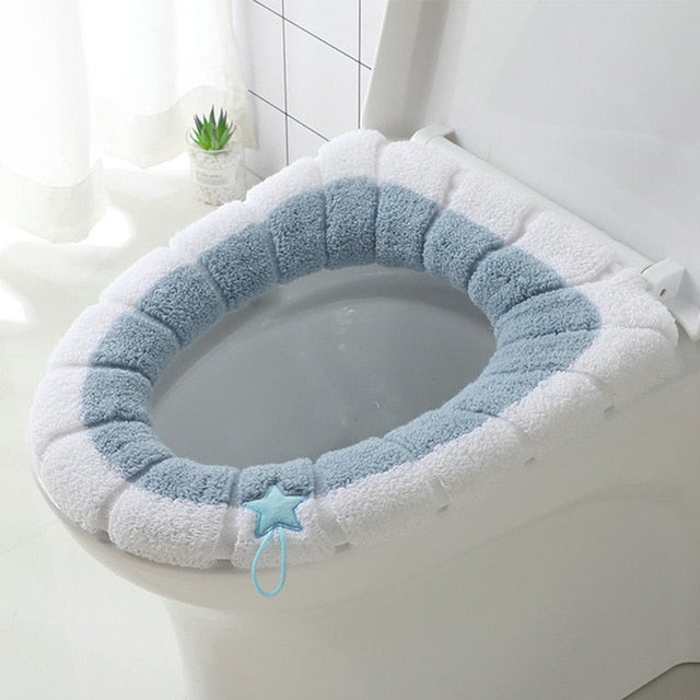Thickened Toilet Cushion Winter Soft Washable Common Nordic Toilet Seat Pads Household Bathroom Lavatory Cover Set Pedestal